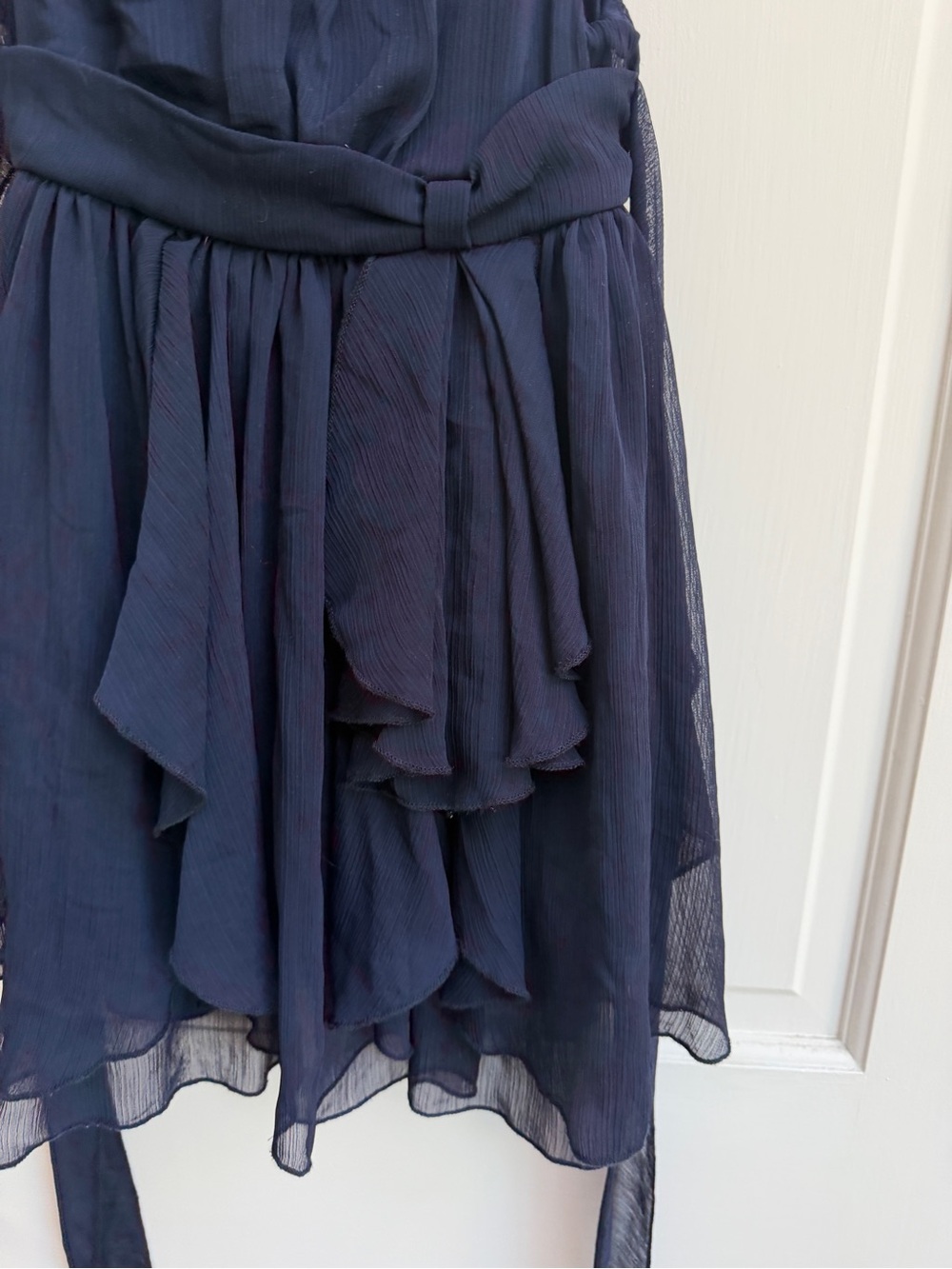 NWOT Bold Dream Girls 4 Sleeveless Navy Blue Formal Tiered Chiffon Party Dress - Picture 3 of 5